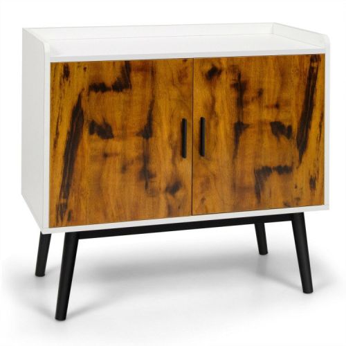 Mid-Century Wood Storage Cabinet with 2 Doors and Metal Legs for Entryway Mid-Century Wood Storage Cabinet with 2 Doors and Metal Legs for Entryway
