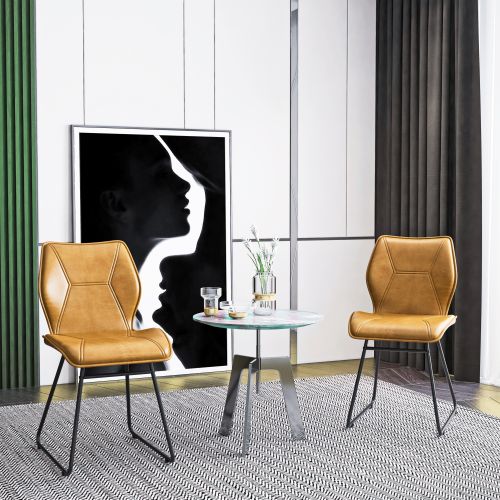 Set of 2, Leather Dining Chair with High-Density Sponge, PU Chair Kitchen Stools for Dining room,homes, kitchens,Brown Set of 2, Leather Dining Chair with High-Density Sponge, PU Chair Kitchen Stools for Dining room,homes, kitchens,Brown